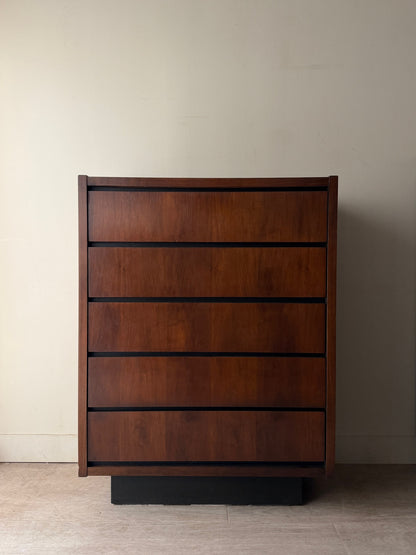 Lane walnut tallboy dresser