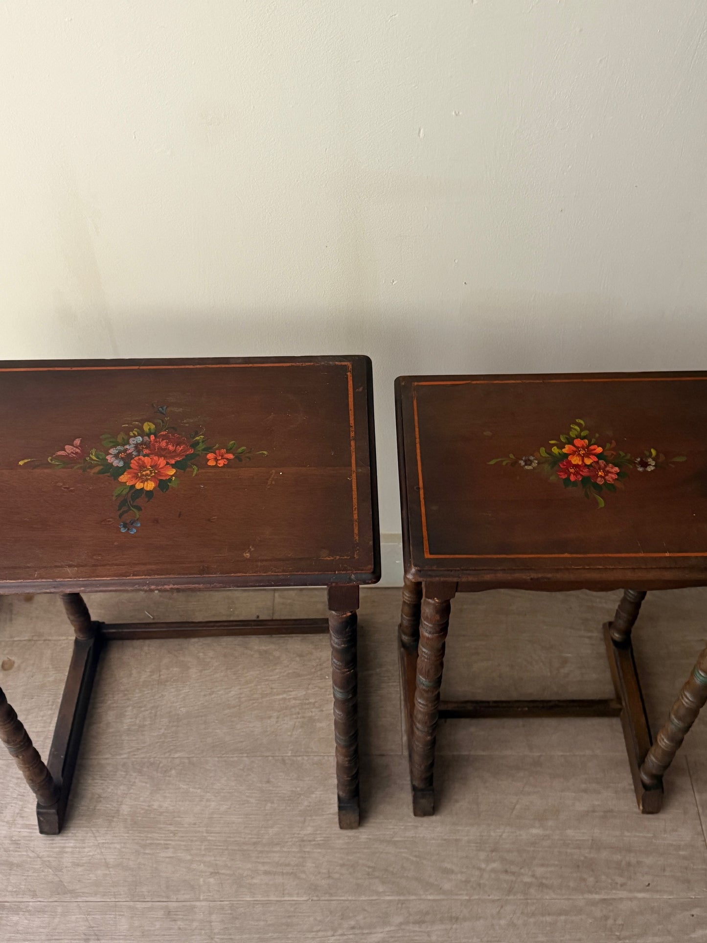Edwardian painted oak nesting tables