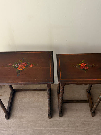 Edwardian painted oak nesting tables