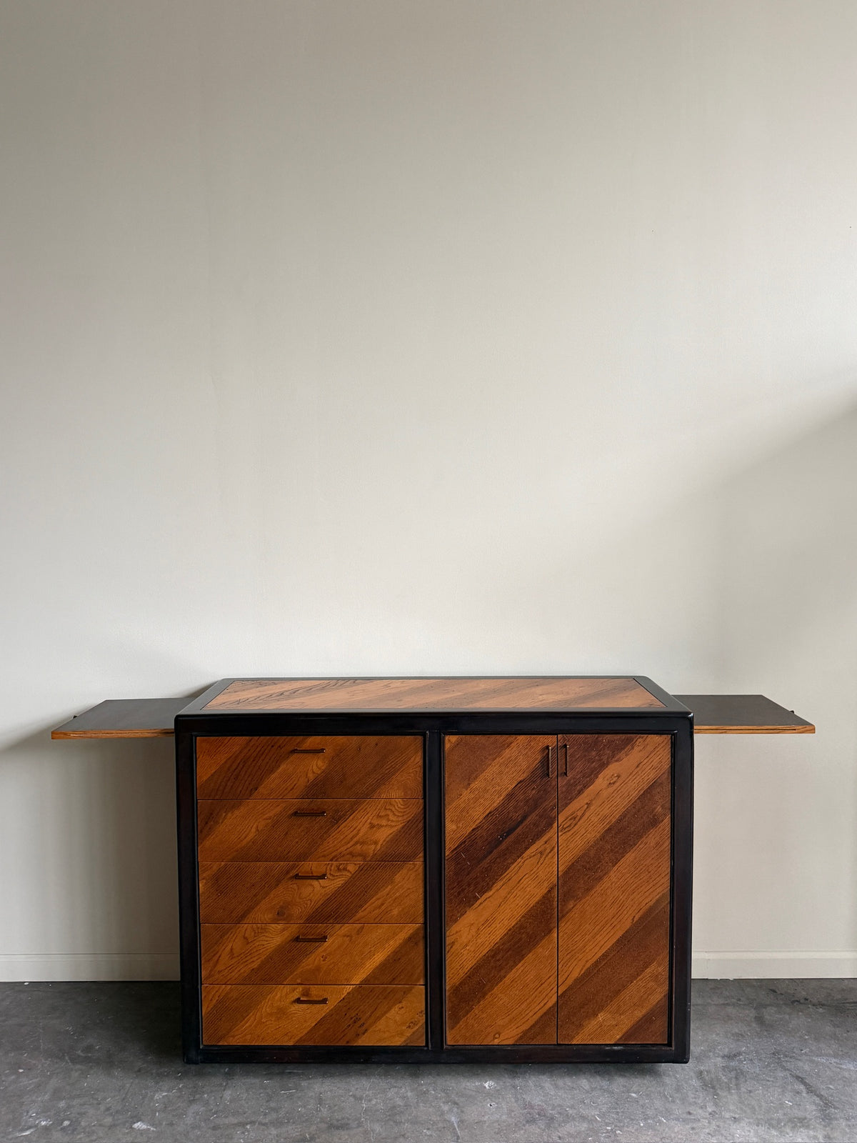 Hollywood Regency mixed wood bar