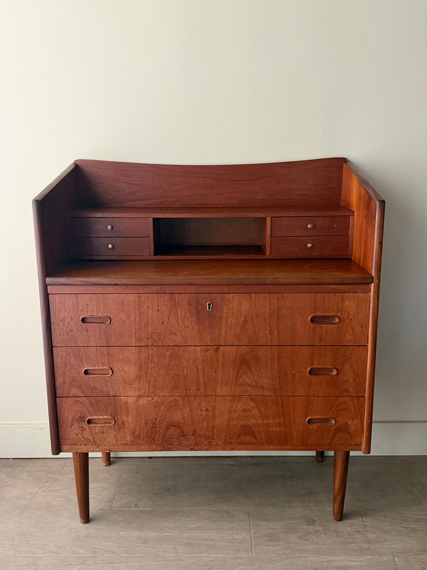 Danish teak secretary dresser