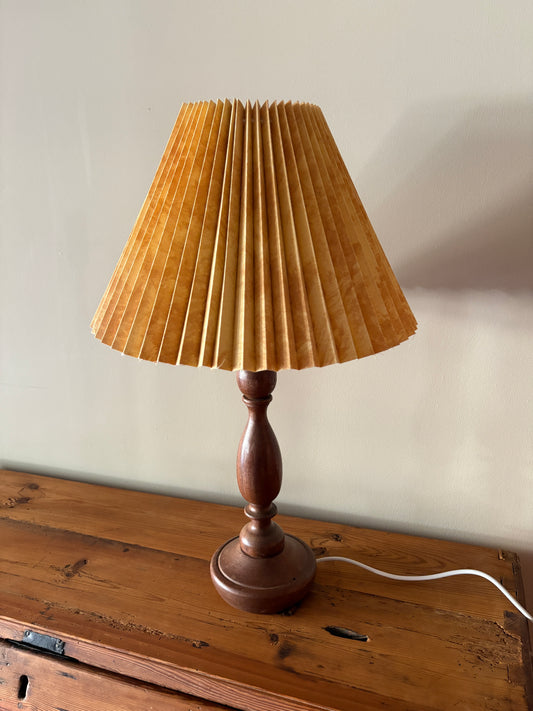 Danish turned oak table lamp