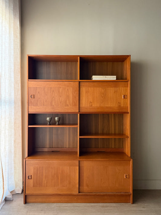 Danish teak hutch with sliding doors