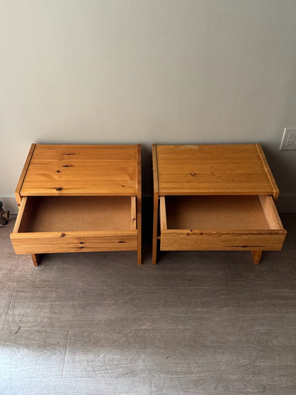 Swedish pine nightstands. Sold as a pair.