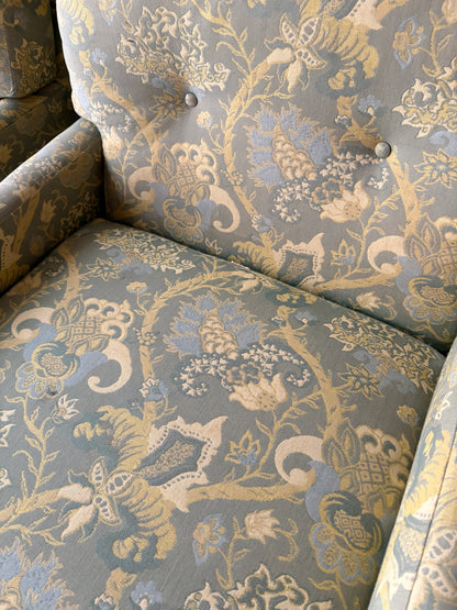 Directional green floral upholstered lounge chairs. Sold individually.