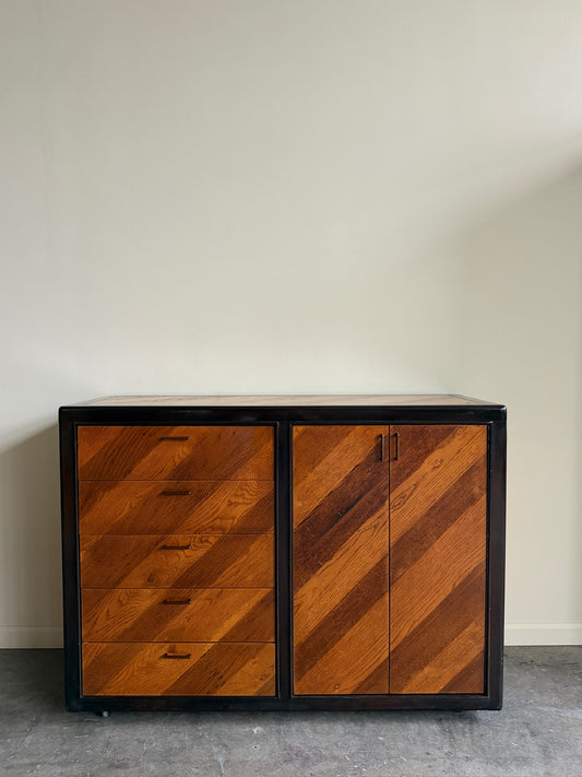 Hollywood Regency mixed wood bar
