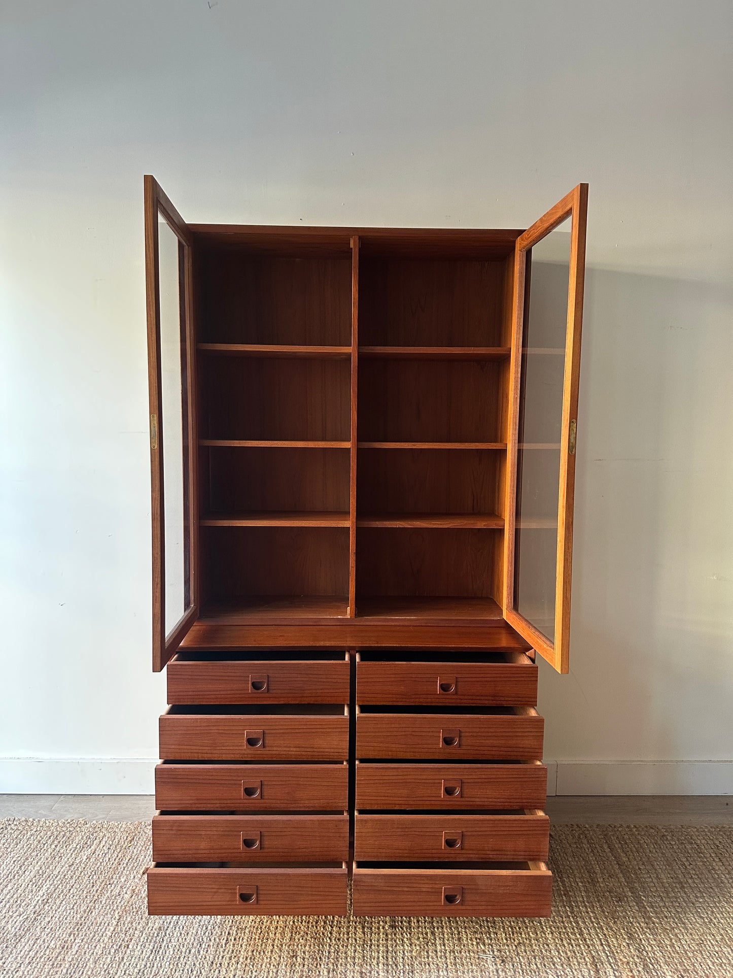 Two piece walnut hutch