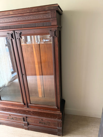 Victorian walnut display cabinet