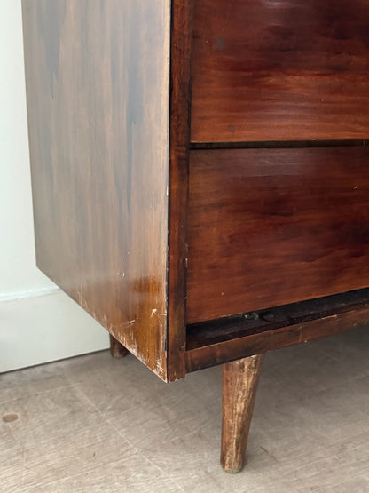Stained pine 6 drawer dresser