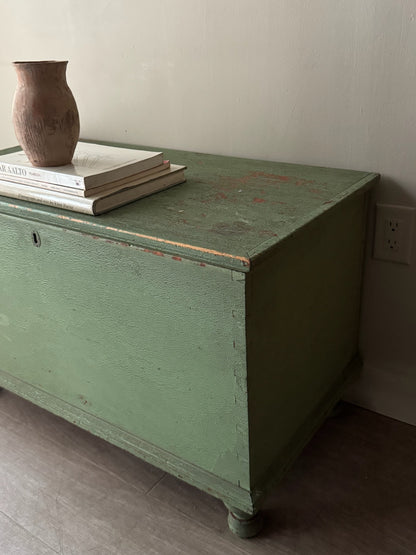 Pennsylvania Sheraton green painted pine chest