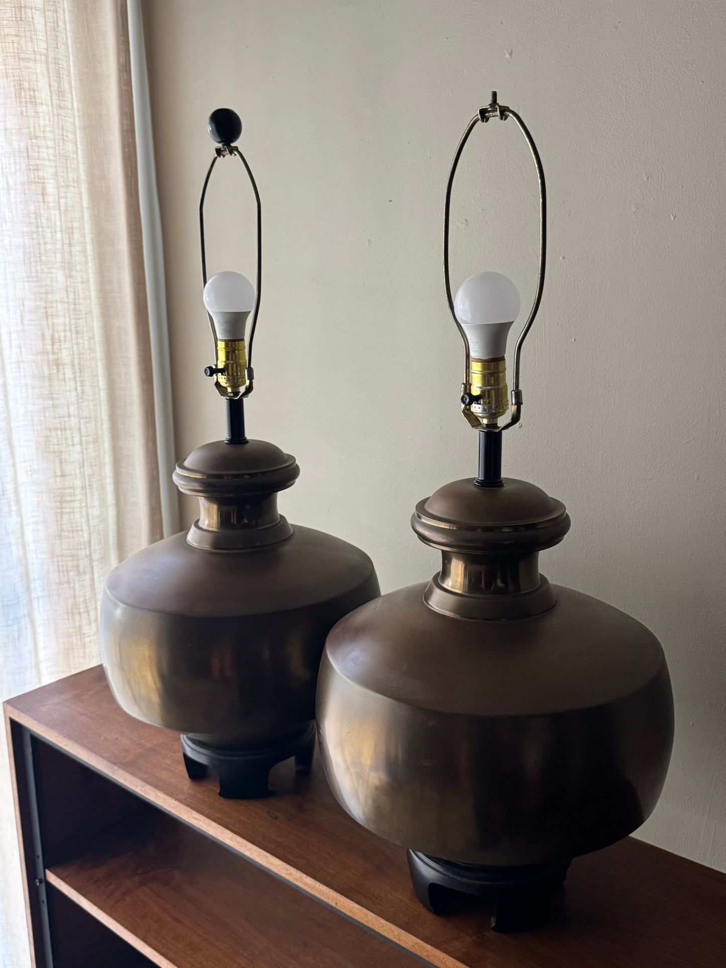 Brass table lamps. Sold individually
