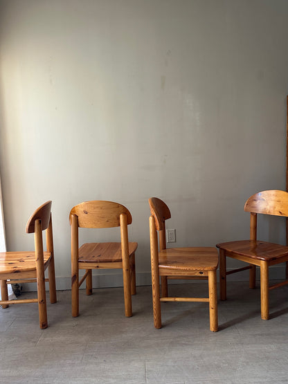 Rainer Daumiller pine dining chairs. Sold as a set of 4.