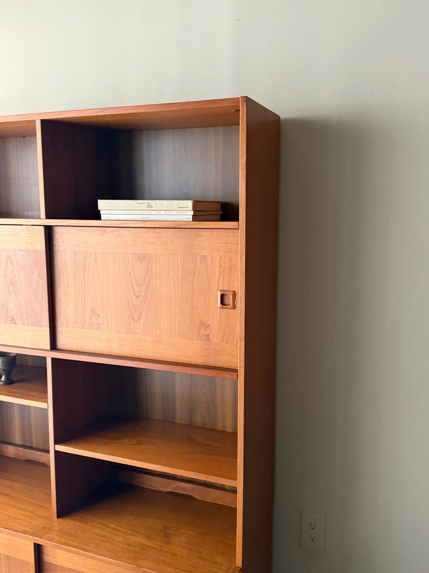 Danish teak hutch with sliding doors