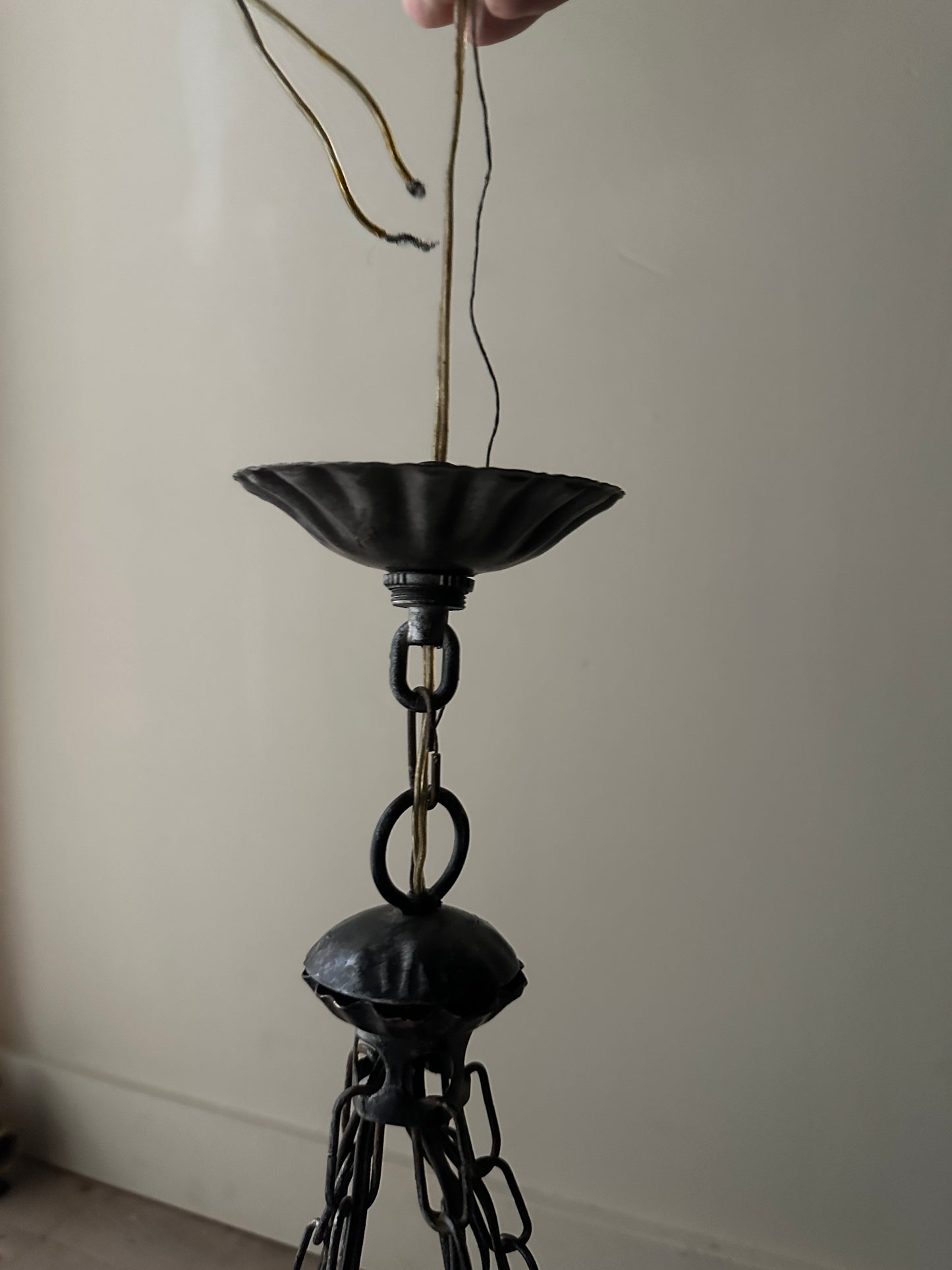 Brutalist wrought iron chandelier