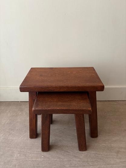 Belgian Brutalist oak nesting tables