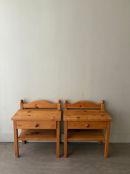 Swedish pine nightstands. Sold as a pair.