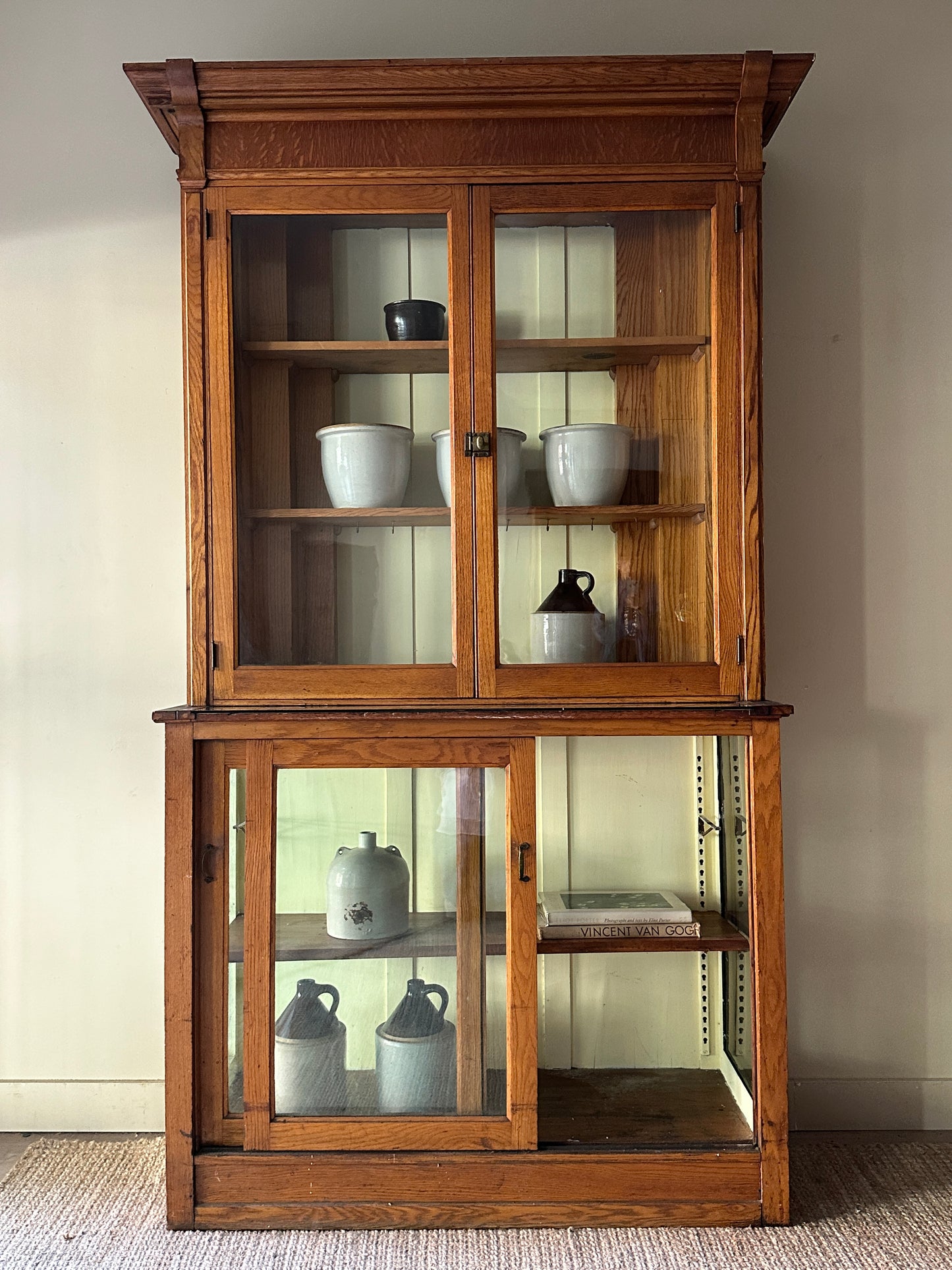 Two piece oak display case