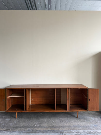 Walnut tambour door credenza