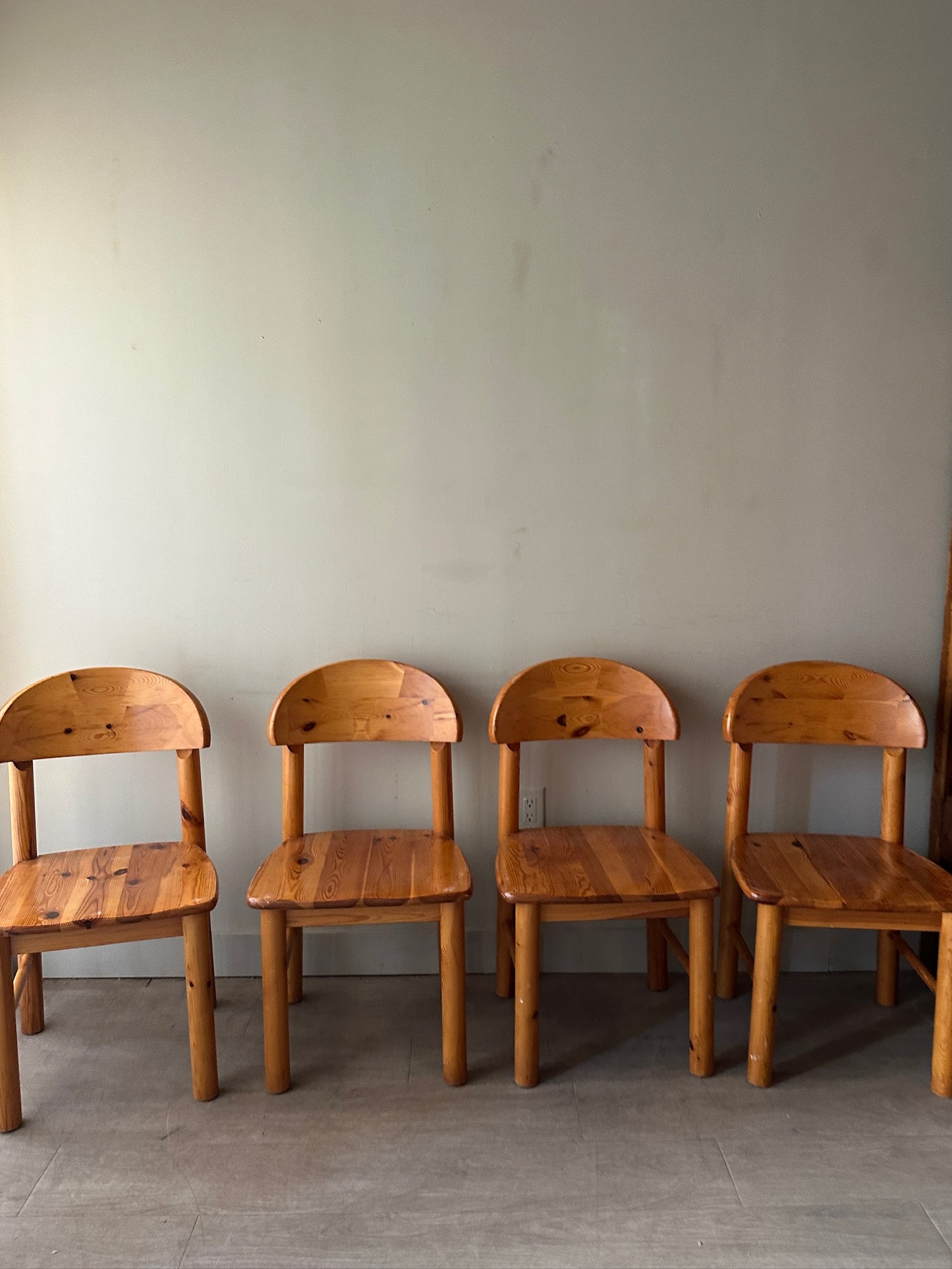 Rainer Daumiller pine dining chairs. Sold as a set of 4.