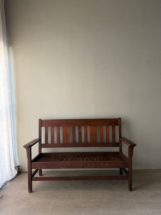 Arts & Crafts slatted bench