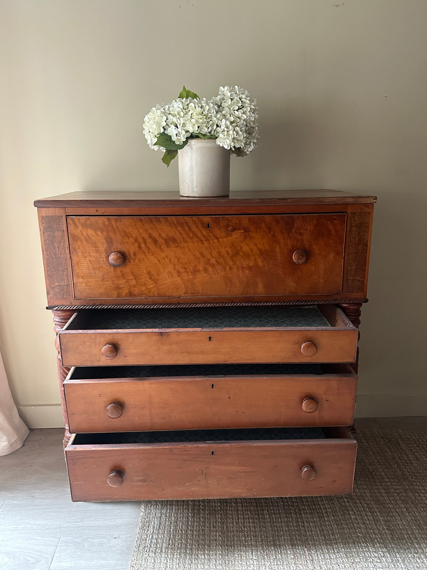Mixed wood secretary dresser