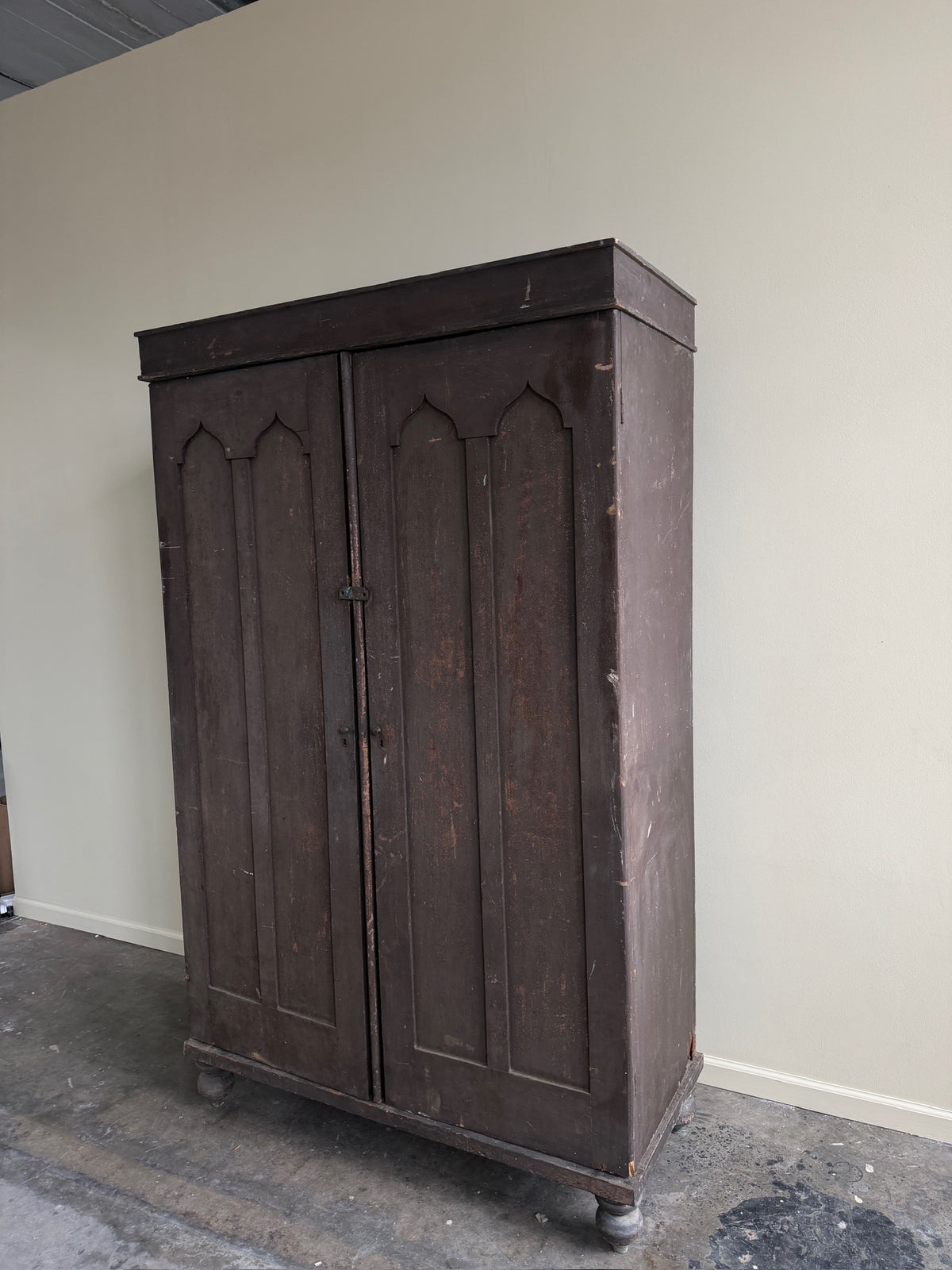Victorian painted walnut armoire