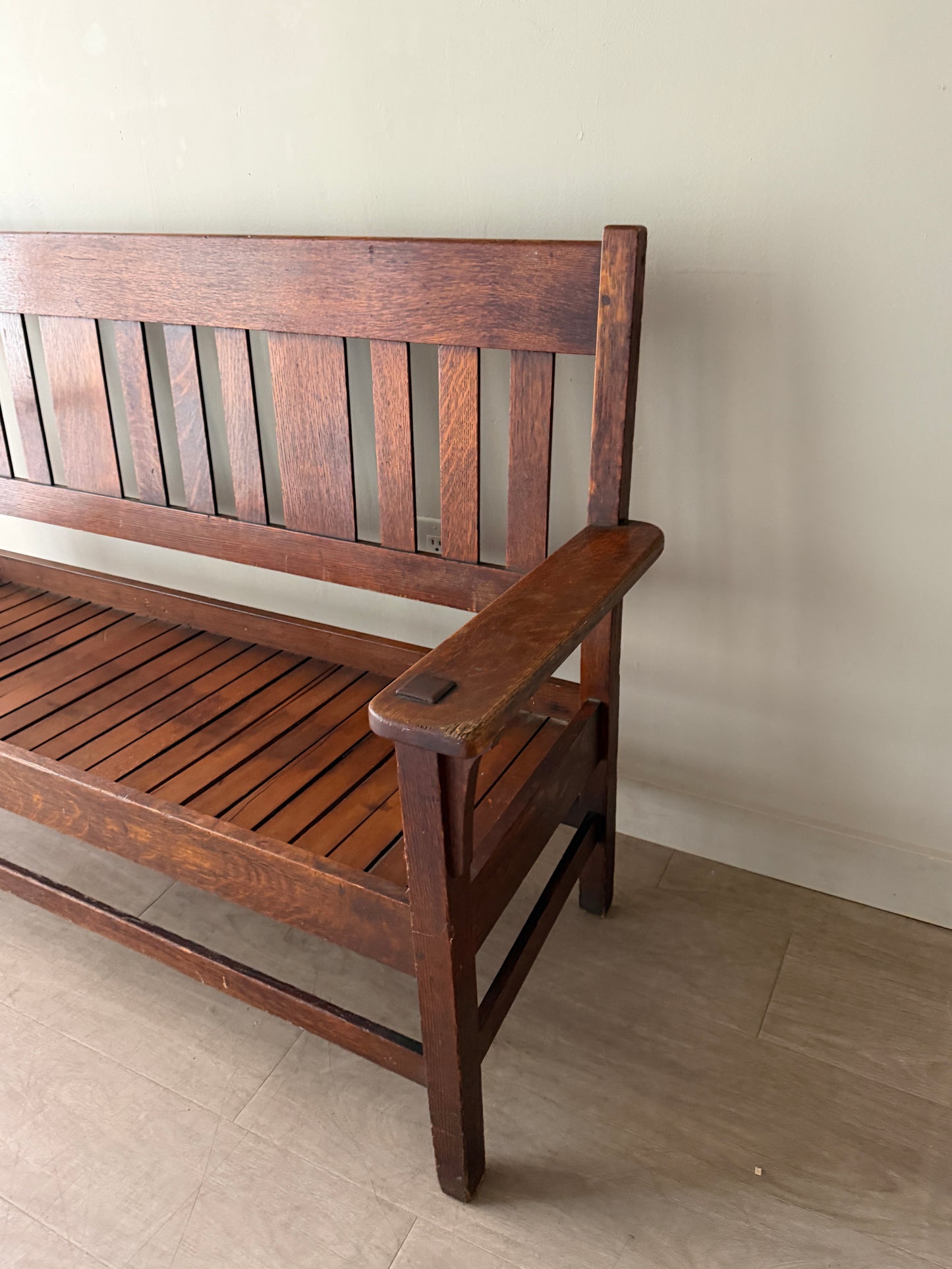 Arts & Crafts slatted bench