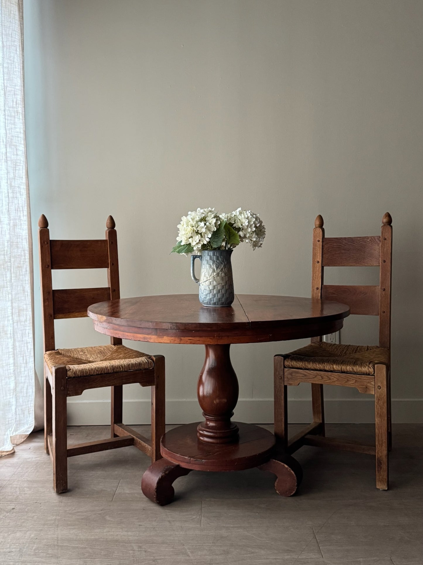 Round pine dining table