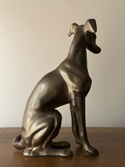 Hollywood Regency Bronze Whippet Sculpture