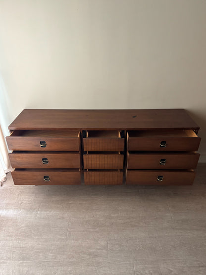 Bassett walnut 9 drawer dresser