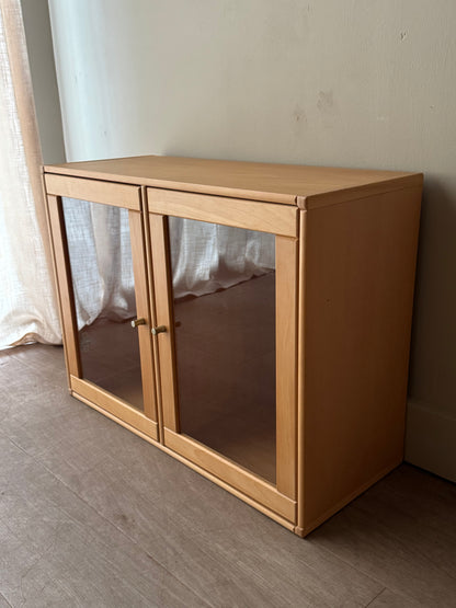 Caso “Rimme” Danish beech modular system - two double glass door units. Sold individually.
