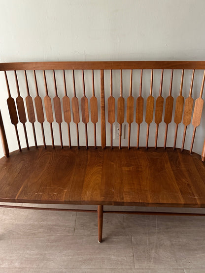 Walnut paddle-back bench