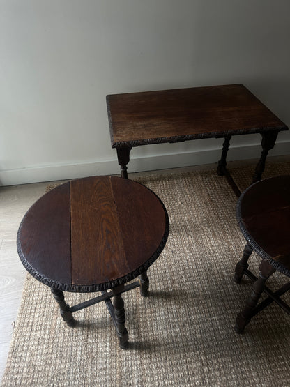 Jacobean carved oak nesting tables