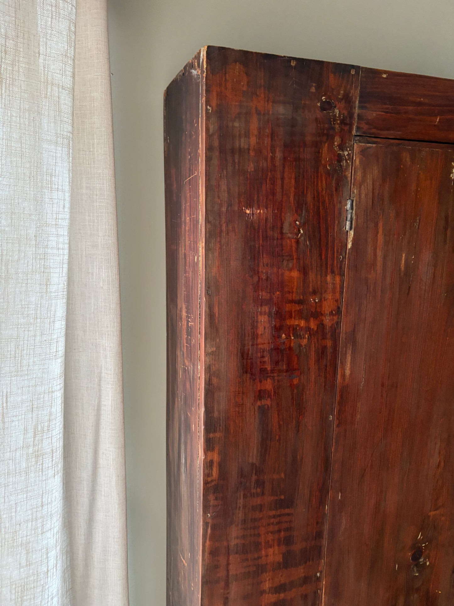 Stained pine stepback hutch