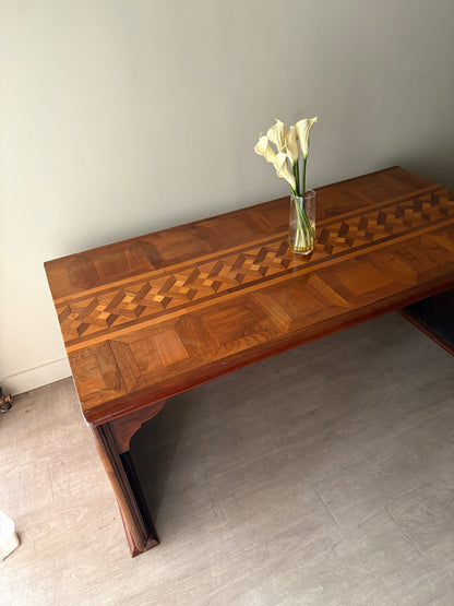 Deco inlaid walnut library table