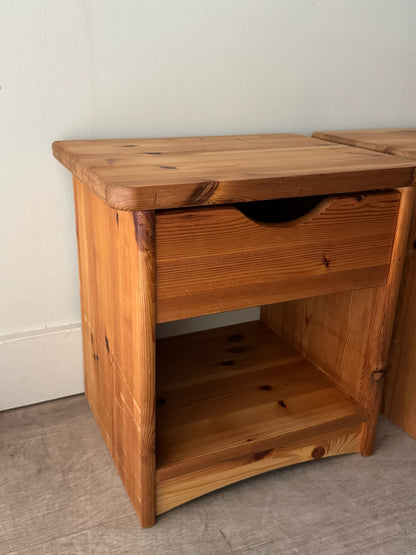 Swedish pine nightstands. Sold as a pair.