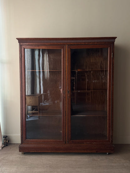 Golden oak display cabinet