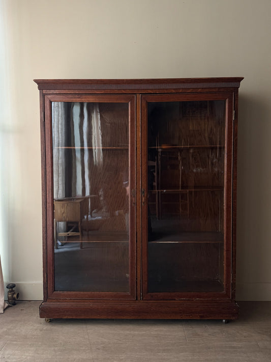 Golden oak display cabinet