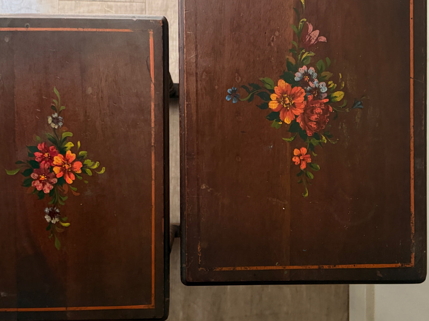 Edwardian painted oak nesting tables