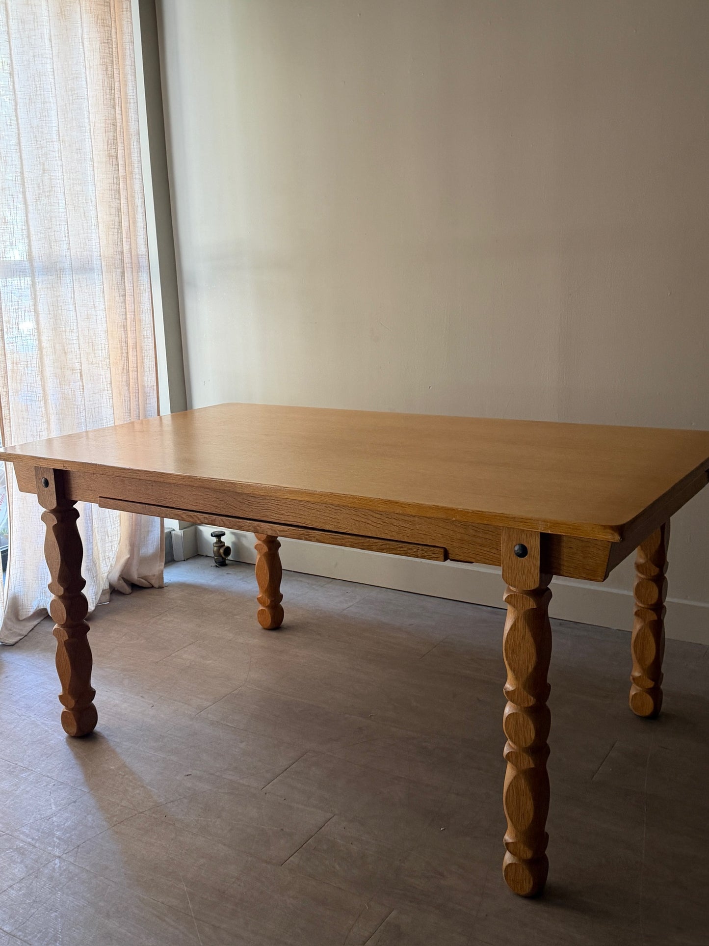 Danish oak dining table with extensions