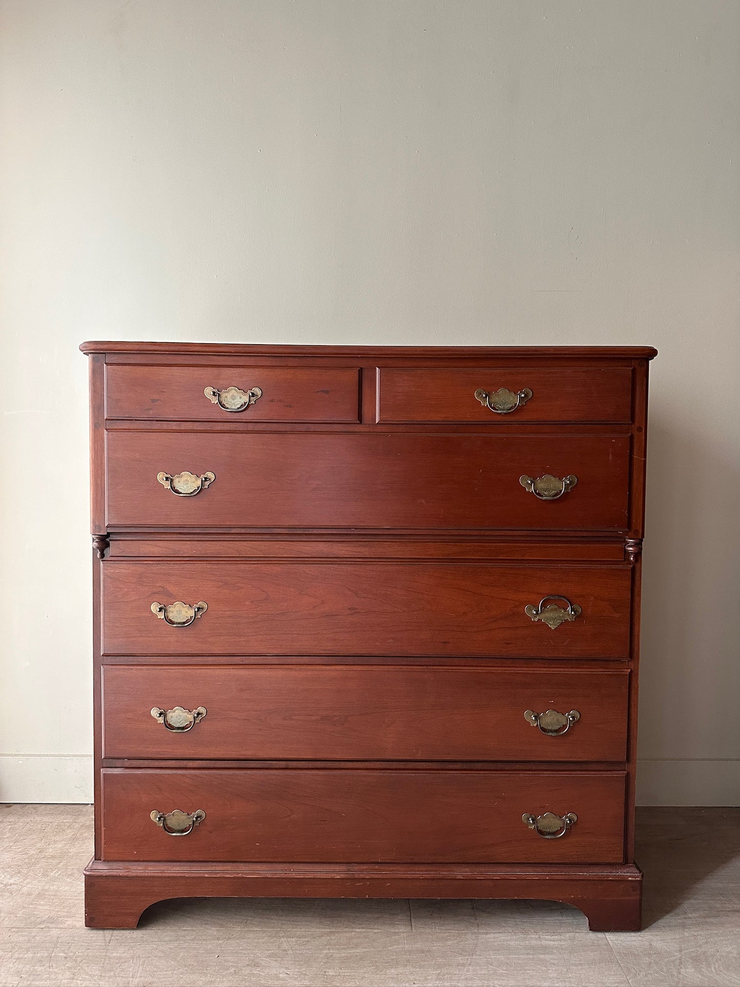 Cherry 6 drawer tallboy dresser
