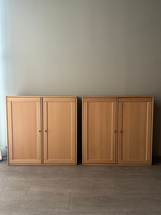 Caso “Rimme” Danish beech modular system - two solid double door units. Sold individually.