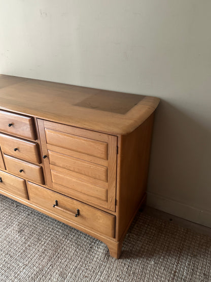 Blonde oak credenza