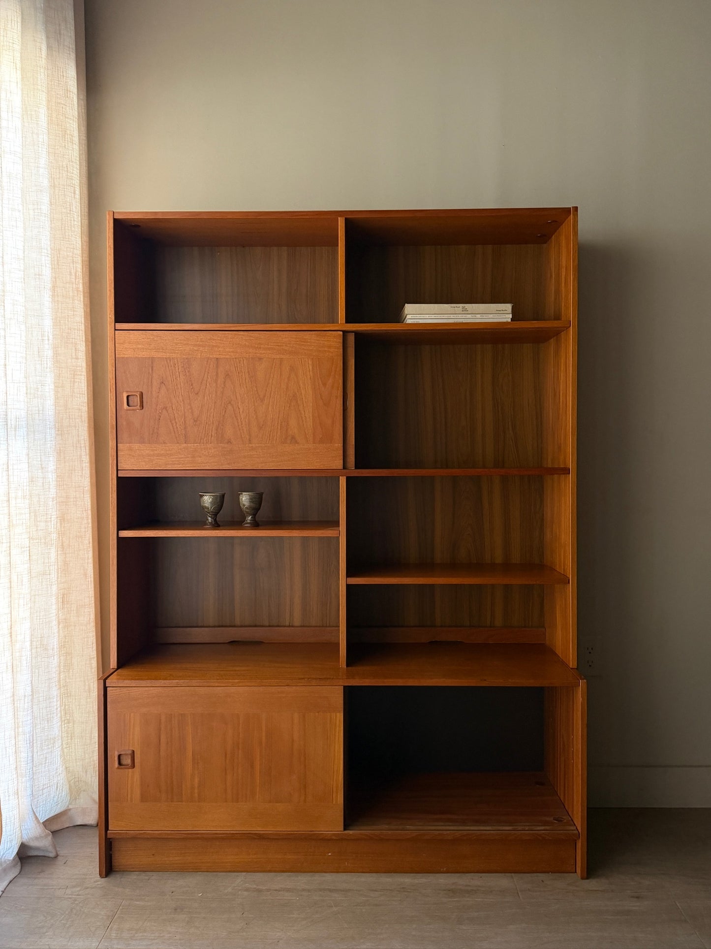Danish teak hutch with sliding doors