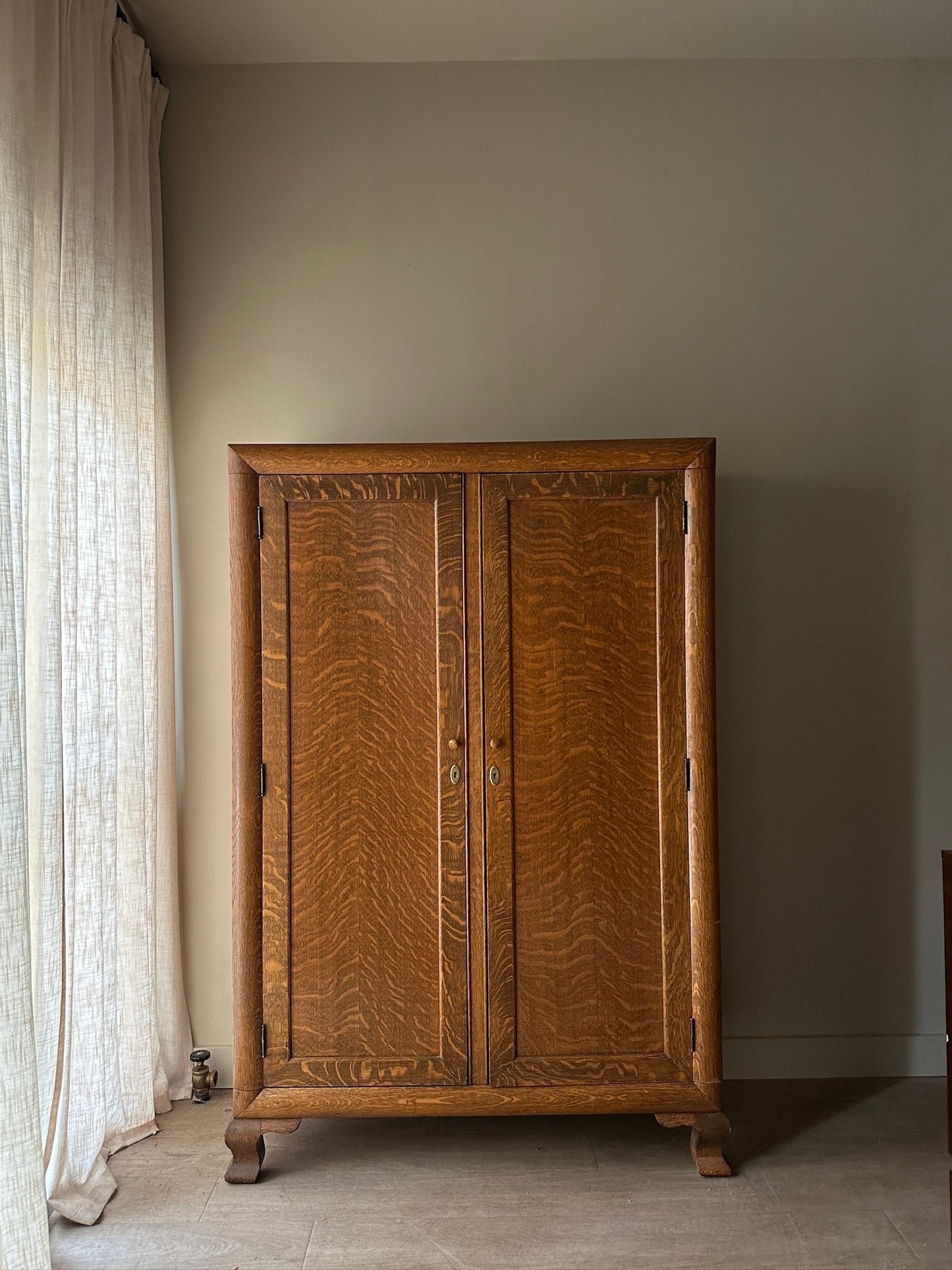 Tiger oak knockdown armoire