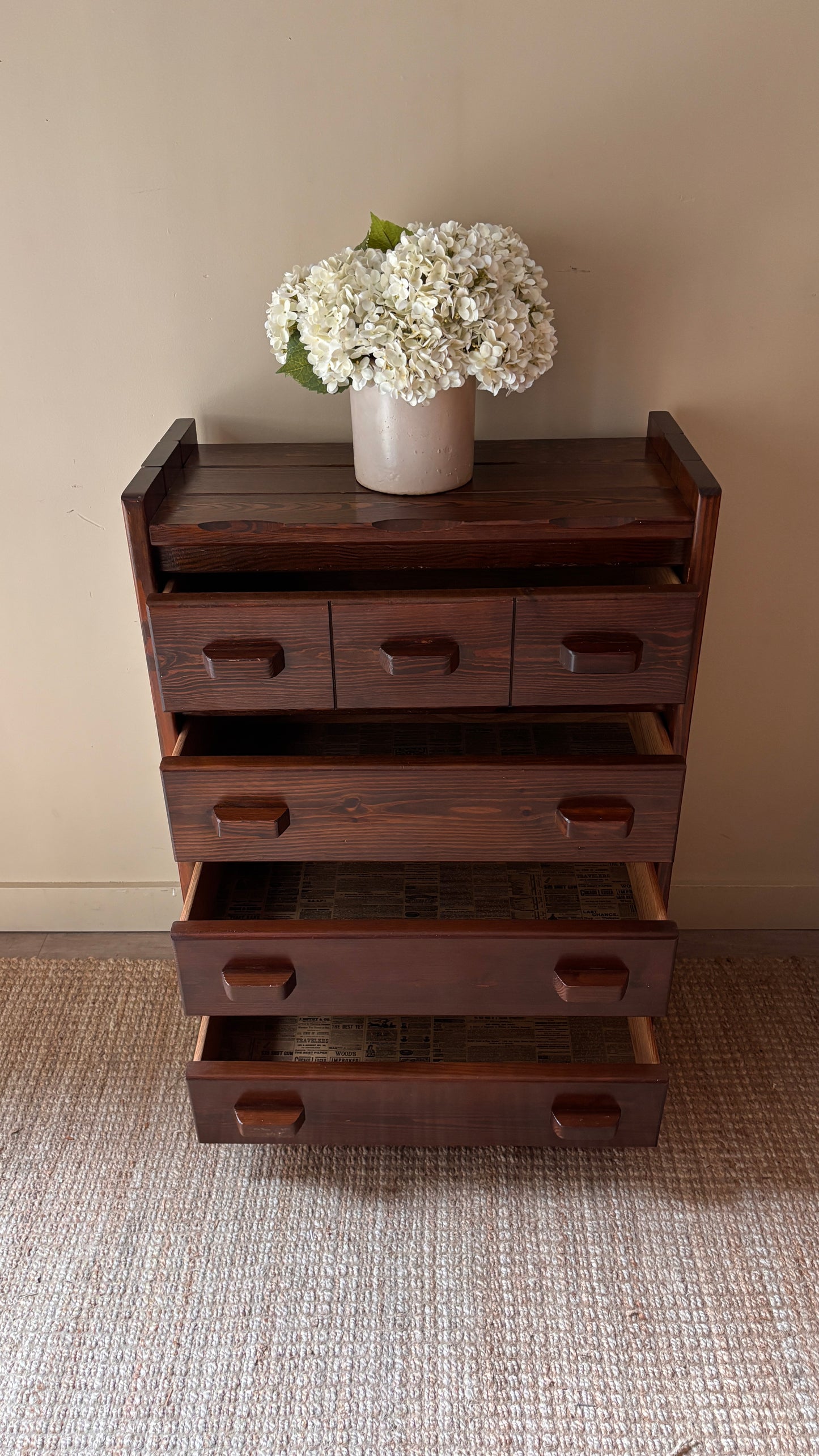 Pine tallboy dresser