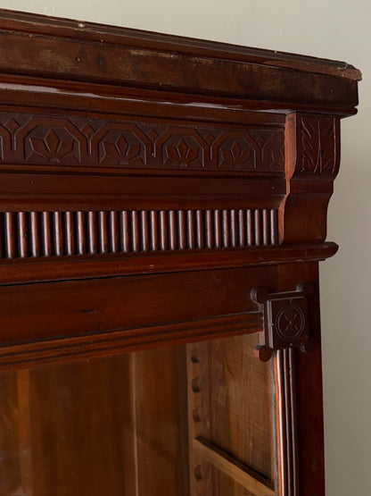 Victorian walnut display cabinet