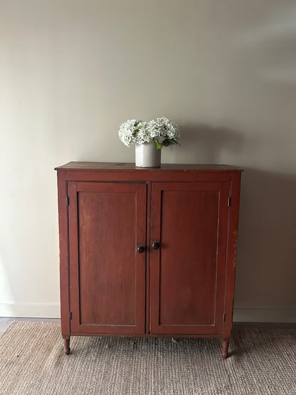 Red painted pine jelly cupboard
