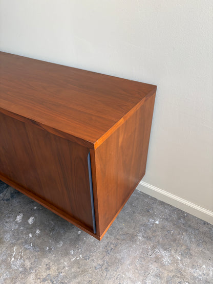 Walnut credenza with iron beam legs
