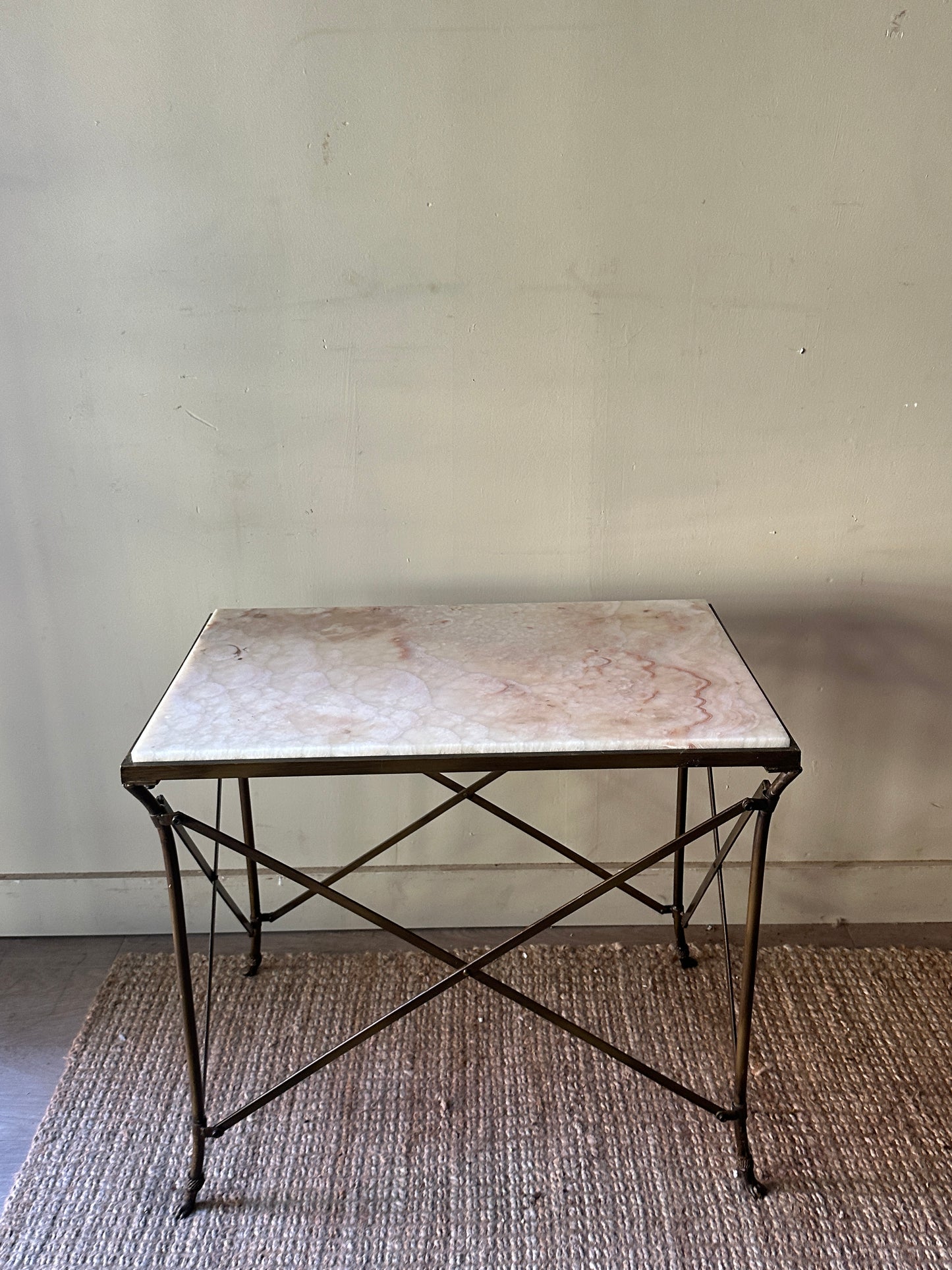 Onyx and wrought iron side table